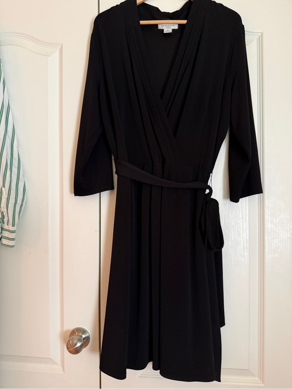 Liz Claiborne Black Wrap Dress with Self Tie